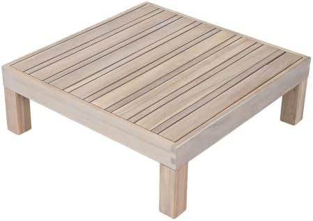Christopher Knight Home Rynn Outdoor Coffee Table for Patio Furniture Set, Weather Resistant Acacia Wood Accent Table with Slatted Design, Rustic Square Side Table for Garden Porch, Light White