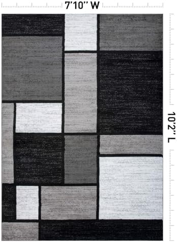 Rugshop Modern Boxes Contemporary Non-Shedding Area Rug Gray 7'10" x 10'2"