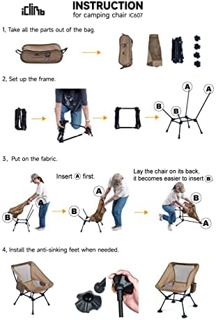 iClimb Ultralight Compact Folding Anti-Sinking Chair, Black