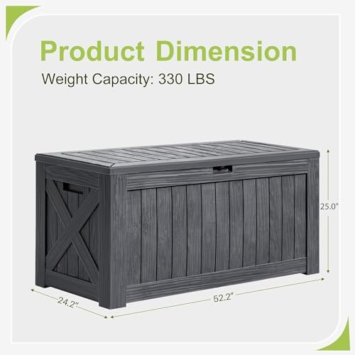 Greesum 120 Gallon Deck Box, Resin Outdoor Storage Container, Gray