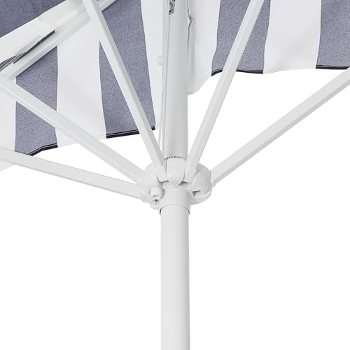 JONATHAN Y Beverly 9 ft. Striped Half Umbrella, Navy/White