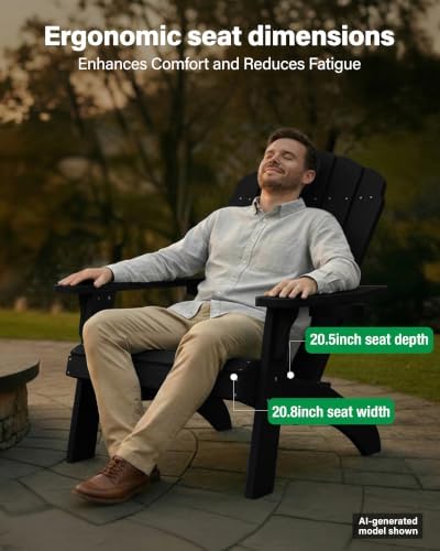 YEFU Oversized Adirondack Chair with Cup-Holder - Black