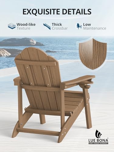 LUE BONA HDPE Adirondack Chairs Set of 2, Brown Fire Pit Chairs