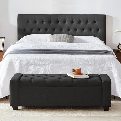 Huatean Home 48" Ottoman with Storage, Dark Gray Storage Ottoman Bench