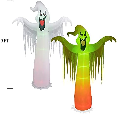 Hourleey 9 FT Halloween Inflatables Outdoor, Halloween Blow Up Yard Decorations with Built-in LED Lights for Indoor Outdoor Party Garden Lawn Clearance (Ghost)