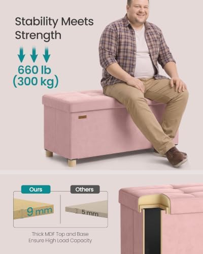 SONGMICS Storage Ottoman Bench with Legs, 30 Inches, 20 Gal. (77 L)