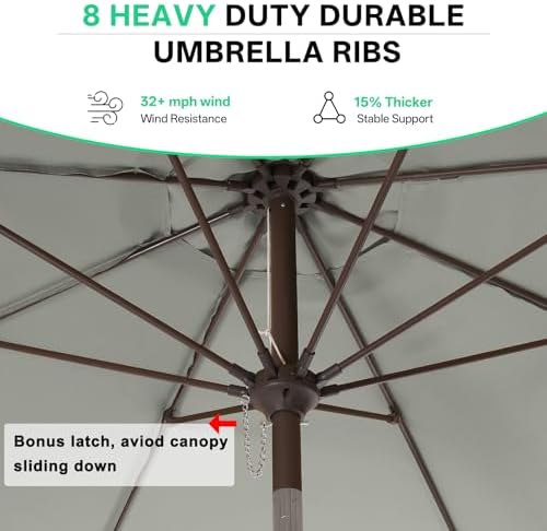 ABCCANOPY 9FT Scalloped Patio Umbrella Table Market Umbrella, Light Gray