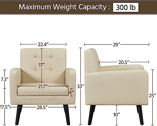 Yaheetech Mid Century Accent Chair Living Room Chair Retro Beige