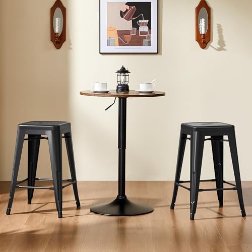 Yaheetech 24 Inch Metal Bar Stools Set of 4, Stackable Barstools, Black