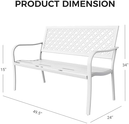 Grand patio 50" Outdoor Bench, Garden Bench with Armrests, White
