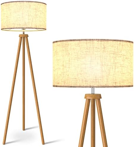 LEPOWER Wood Tripod Floor Lamp, Mid Century Standing Lamp for Living Room