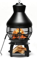 Giantex Wood Burning Chiminea, Heavy Duty Fireplace Chiminea for Patio