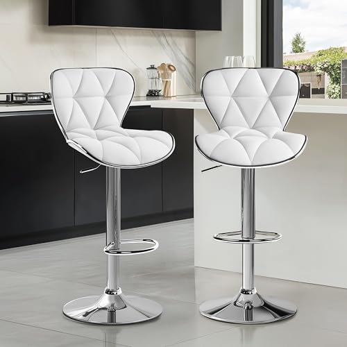 Yaheetech Bar Stools Set of 4 Modern Swivel Counter Barstools White