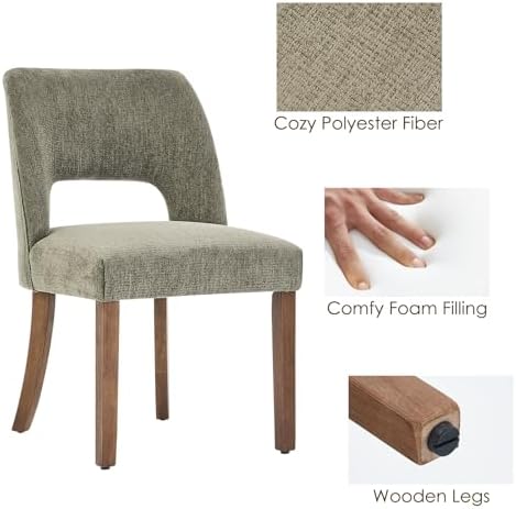 VKNOW Dining Chairs Set of 2, Fabric Dining Room Chairs, Green