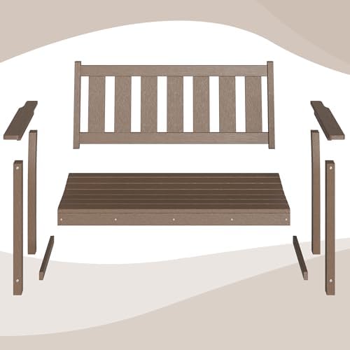 50" HDPE Outdoor Bench Weatherproof Patio Seating, Mocha Brown
