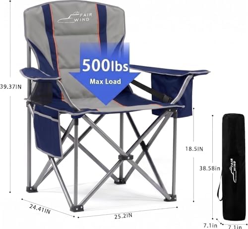 FAIR WIND Fully Padded Oversized Camping Chair Heavy Duty for Adults