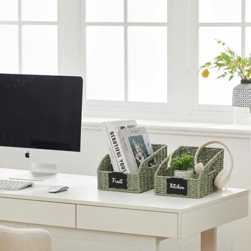 Pantry Baskets for Organizing,Wicker Storage organizers,3Pack,Green