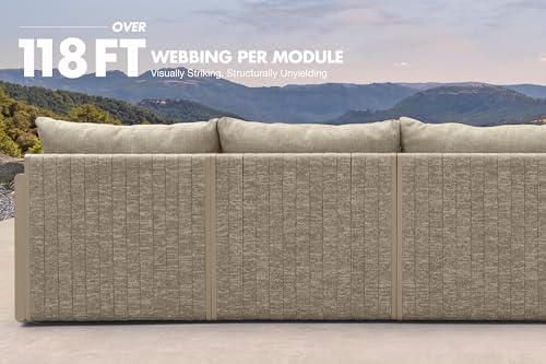 PURPLE LEAF Patio Conversation Set 4-Piece w/Ottoman Deep Seating, Beige