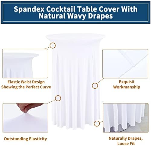 6 Packs White Round Cocktail Table Skirt 24"x 43"
