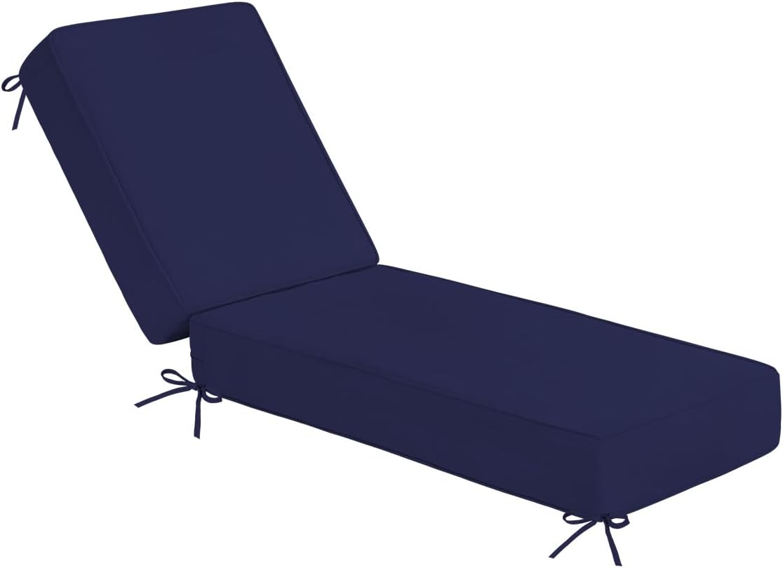 Olefin 6 Inch Thick Chaise Lounge Cushion, Patio Pad Navy Blue 72x21x6