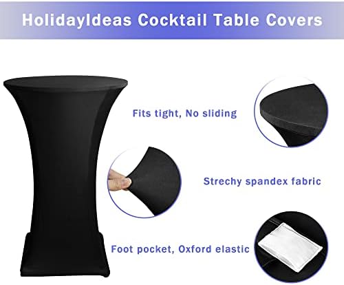 Spandex Black Cocktail Table Covers for 30-32 Inch High Top Pub 4 Pack