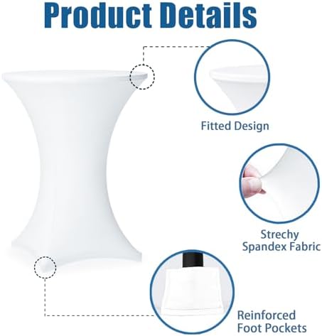 Cocktail Table Covers - 2 Pack 32x43 Inch Table Cloth - White