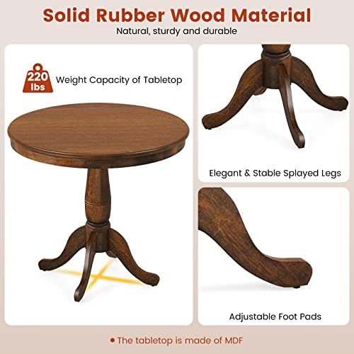 GIANTEX Round Dining Table for 2-4 People, 32" D X 30" H Wooden Kitchen Table with Spacious Table Top, Pedestal Base, Leisure End Tables for Bar, Kitchen, Dining Room, Restaurant, Walnut