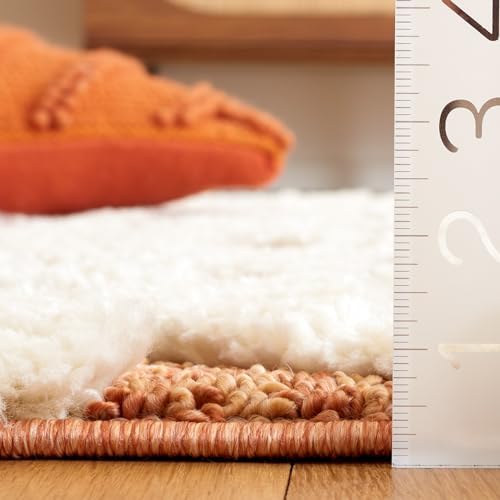 SAFAVIEH Moroccan Tassel Shag Collection Area Rug - 5'3" x 7'6", Ivory & Brick Rust, Non-Shedding & Easy to Clean, Plush High-Low Texture, Ideal for Living Room, Bedroom, Dining Space (MTS688P)