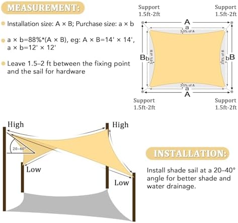 Shade&Beyond 10'X10' Sun Shade Sail Sand Rectangle