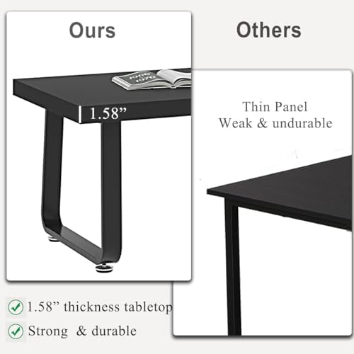 HSH 39" Wood Rectangle Coffee Table for Living Room, Black Oak