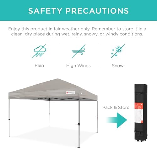 Best Choice Products 10x10 Pop Up Canopy Tent, EZ Setup, Light Gray