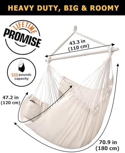 ADVOKAIR Hammock Chair Swing XXL, 1/3 Larger Than Standard, 500lbs