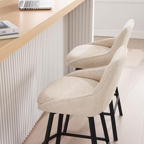 Zesthouse Swivel Bar Stools Set of 2, Modern Counter Height Stool with Back
