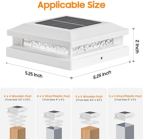 Solar Post Cap Lights 12 Pack for 4x4 4.5x4.5 5x5 Vinyl/Wood Posts, White