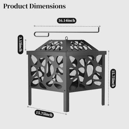 15.7 inch Small Fire Pit for Outside, Outdoor Wood Burning
