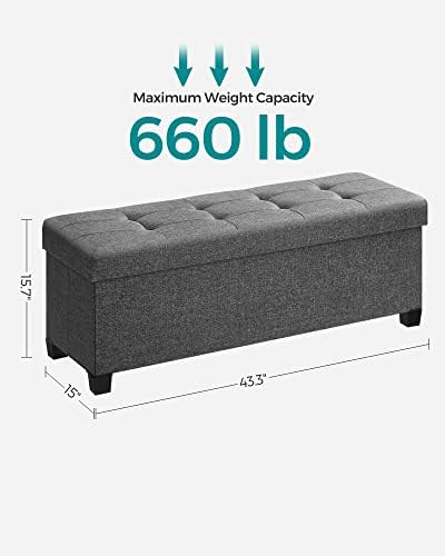 SONGMICS Storage Ottoman Bench, Foldable Foot Rest with Legs
