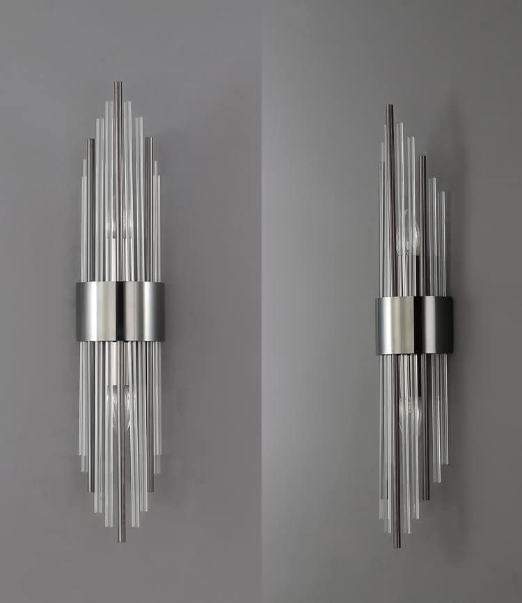 2-Light Modern Wall Sconce Black Clear Glass Crystal Vanity Light