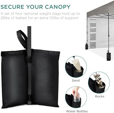 Best Choice Products 10x10 Pop Up Canopy Tent with Sidewall, Light Gray