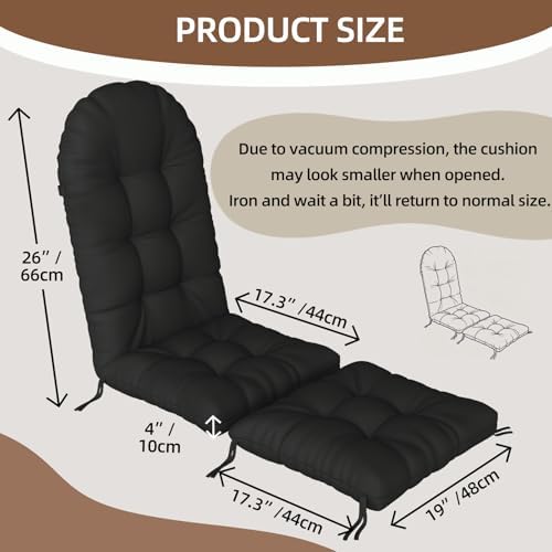 Outdoor Adirondack Chair Cushion 44x19x4 Inch, Black