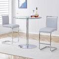 gopop 3 Piece Dining Table Set for 2, Modern Round Glass Counter Height Pub Table, Compact High Top with Bar Stools Pub Dining Set for Kitchen, Breakfast Room, Dining Room. (Light Grey, 3 Piece)