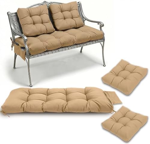 Yddsky 3Pcs Wicker Chair Cushion Sets for Patio Furniture,Khaki,47*19*4''