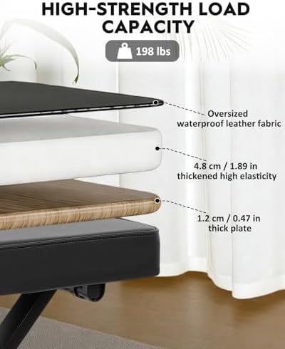 STRICH Piano Bench Folding Stool, Adjustable X-Style Piano Chair with 2.3 inch Thicken Soft Cushion, Keyboard Bench for Musicians, Black, SPB-M15