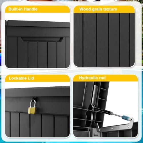 280Gal Outdoor Storage Box Waterproof Lockable Deck Box
