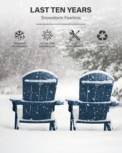 YEFU Oversized Plastic Adirondack Chair - Navy Blue