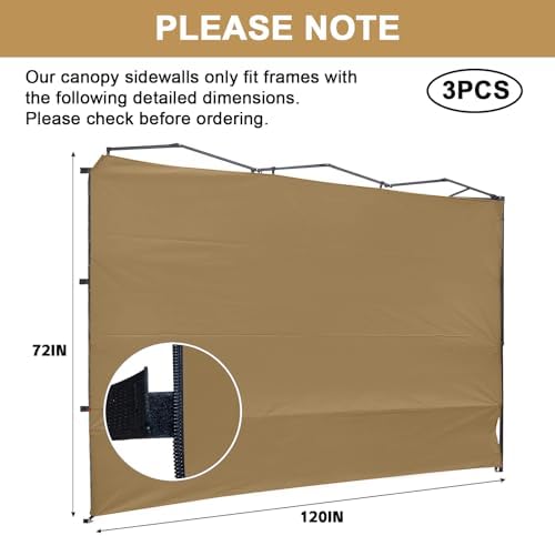 10X10 Canopy Tent Sidewalls with Zipper for Canopy Frame, 3Pcs Sunwalls