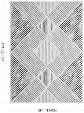 YIHOUSE 5‘x7' Washable Black and White Rug, Modern Area Rug for Living Room