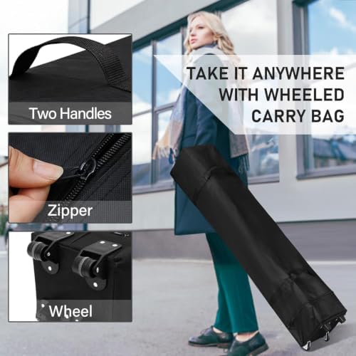 ZENY 10x10 Pop Up Canopy Tent Easy Set-up Outdoor Patio Canopy Adjustable Straight Leg Heights Instant Shelter with Wheeled Bag, Ropes