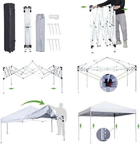 ZENY 10x10 Pop Up Canopy Tent Easy Set-up Outdoor Patio Canopy Adjustable Straight Leg Heights Instant Shelter with Wheeled Bag, Ropes
