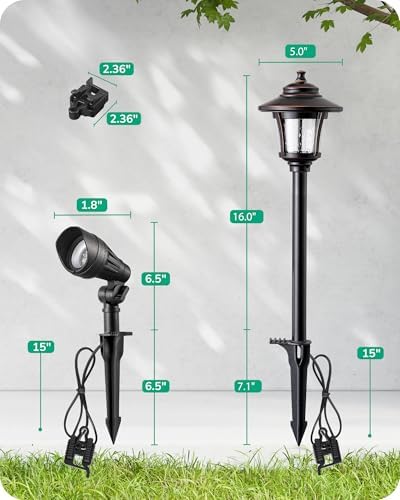 EDISHINE 3W 120LM LED Pathway Lights & 3.2W 240LM Spotlights Kit