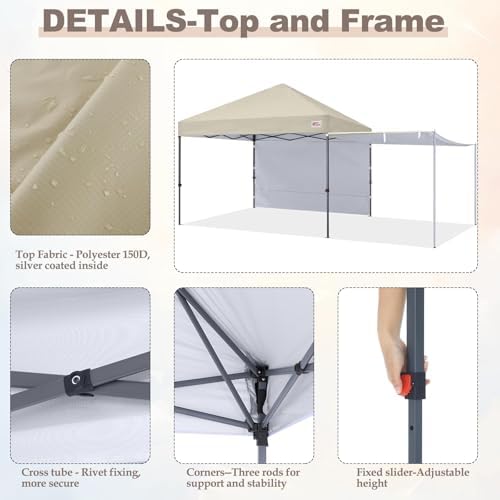 MASTERCANOPY 10x10 Pop Up Canopy Tent with 2 Shelters，230 Sq ft Beige